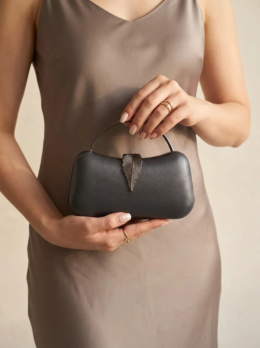 Black wedding guest clutch