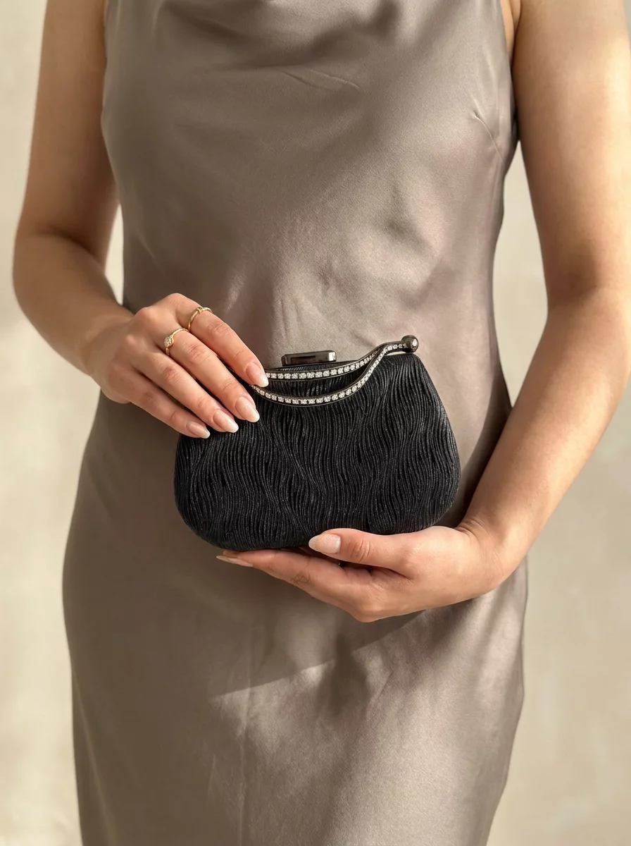Black shimmer evening bag